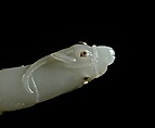 Crutch Handle (zafar takiya), Jade, carved and inlaid with diamonds and agate
